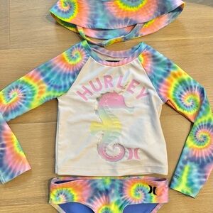 Hurley Kids Rainbow Tie-Dye Rashguard Set